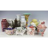 A selection of Chinese ceramics to include a Gu vase bearing Qianlong seal mark to base,