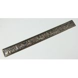 A Victorian silver plated 12" desk rule, the centre cast with a fine Grecian Mytholgical frieze,