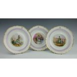 A set of three KPM Berlin porcelain cabinet plates,