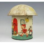 A Mabel Lucie Attwell Fairy House biscuit tin and money box by Crawford & Sons,