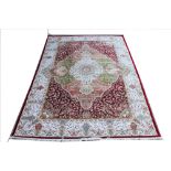 A Kashmir carpet, possibly bamboo silk,