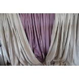 Two pairs of natural coarse linen effect country house curtains,