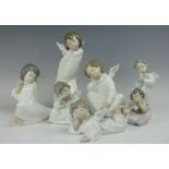 Seven Lladro Angel figures comprising; '4962', 'A-10 S', '4539', '5723', '4960',