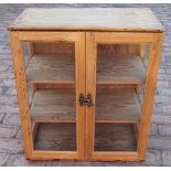 A 19th century style pine two door cabinet, with glass sides,