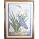 A pair of ornithological prints depicting herons, 65cm H x 46.