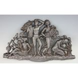 A French cast iron paque depicting 'Les Quatre saisons', 29cm H X 48.