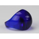 A Lalique Gourmande ring in Cap Ferrat blue crystal, engraved to the back 'Lalique France',
