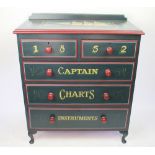 A modern painted pine chest, of two short and three long drawers, on turned feet,