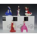 Five boxed Royal Doulton Pretty Ladies comprising; Christmas Day 2005 HN 4723, Cath HN 4776 No1365,