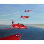 Michael Hutchinson, Oil on canvas, The Red Arrows, Signed, 62cm x 76cm,