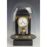 A 19th century French eight day ebonised portico clock,
