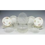 A selection of 19th century and later cut glass wares comprising a 19th century cut glass pedestal