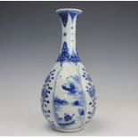 A Kangxi style blue and white yuhuchunping vase, artemisia leaf to underside,