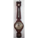 An early 19th century rosewood wheel barometer, the spirit level gauge signed Pedrene Bristol,