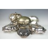 A pair of 19th century silver plated entree dishes and covers, with floral detailing,