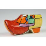 A Clarice Cliff clog or sabot, circa 1930,