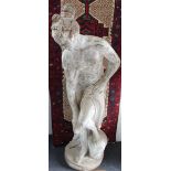 After Allegrain: a composition garden statue of a bather, modelled scantily dressed,
