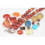 A carnelian graduated bead necklace,