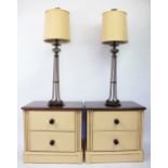 A modern pair of painted pine two drawer bedside tables, 56cm H x 60cm W x 45cm D,