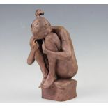David Williams-Ellis, contemporary bronze, Crouched Nude, signed 'DWE' dated 2006 and numbered 1/1,