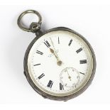 A Shropshire silver key wind pocket watch, the Roman numeral enamel dial signed 'A.