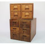 Two vintage golden oak storage chests, each of plain design,