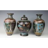 A pair of Japanese Meiji period cloisonne vases,