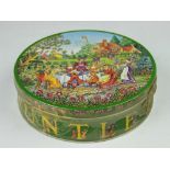 A Huntley and Palmers 'The Rude' biscuit tin, after a design by Kate Greenaway, circa 1980,