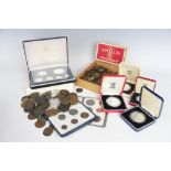 A collection of silver and other proof coins and miscellaneous coinage,