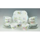 A Shelley Wild flower part tea service, comprising six teacups, six saucers, six side plates,