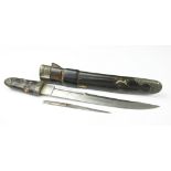 A Japanese silver and gilt metal mounted Tanto, Meiji period (1868-1912),