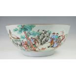 A large Chinese 18th century punch bowl, Qianlong (1736-1795),