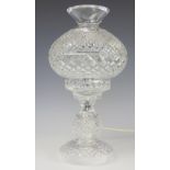 A Waterford Crystal lamp base and shade, bearing stenciled mark,