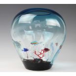 An Italian Murano glass 'Aquarium' vase, decorated with fish, seaweed and bubbles,