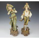 A pair of Austrian Ernst Wahliss Turn Wien figures, modelled as a Gentleman and Lady,