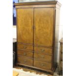 A modern walnut and pine wardrobe, of 18th century design,