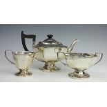 A silver three piece tea service, A L Davenport Ltd, Birmingham 1937,