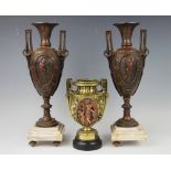 A pair of late 19th century French bronzed spelter vases,