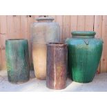 A selection of four glazed garden vases/planters, comprising a tall Art Nouveau style example,