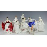 Five Royal Doulton lady figures comprising; Elaine HN 2791, Country Rose HN 3221, Shirley HN 2702,