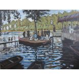 Susie Ray (Modern British), Oil on canvas, After Claude Monet, Bathers at la Grenouillere,
