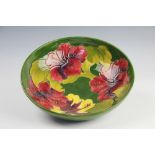 A large Moorcroft Hibiscus pattern bowl,