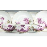 A selection of mid-18th century Meissen tea cups and saucers,