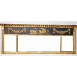 A Regency gilt wood and gesso tripped plate over mantle mirror,