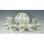 A Colclough Ivy Leaf pattern six place tea service comprising; teacups and saucers, side plates,