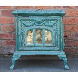 A green painted cast iron log burner / conservatory heater 'Le select',