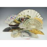 A collection of eighteen 19th century and later fans, to include an Art Deco sequined example,