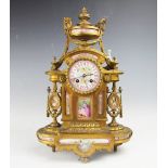 A 19th century French ormolu and Sevres style porcelain mounted eight day mantel clock,