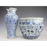 A Chinese 19th century blue and white jardiniere,