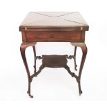 An Edwardian mahogany envelope card table, on cabriole legs ,